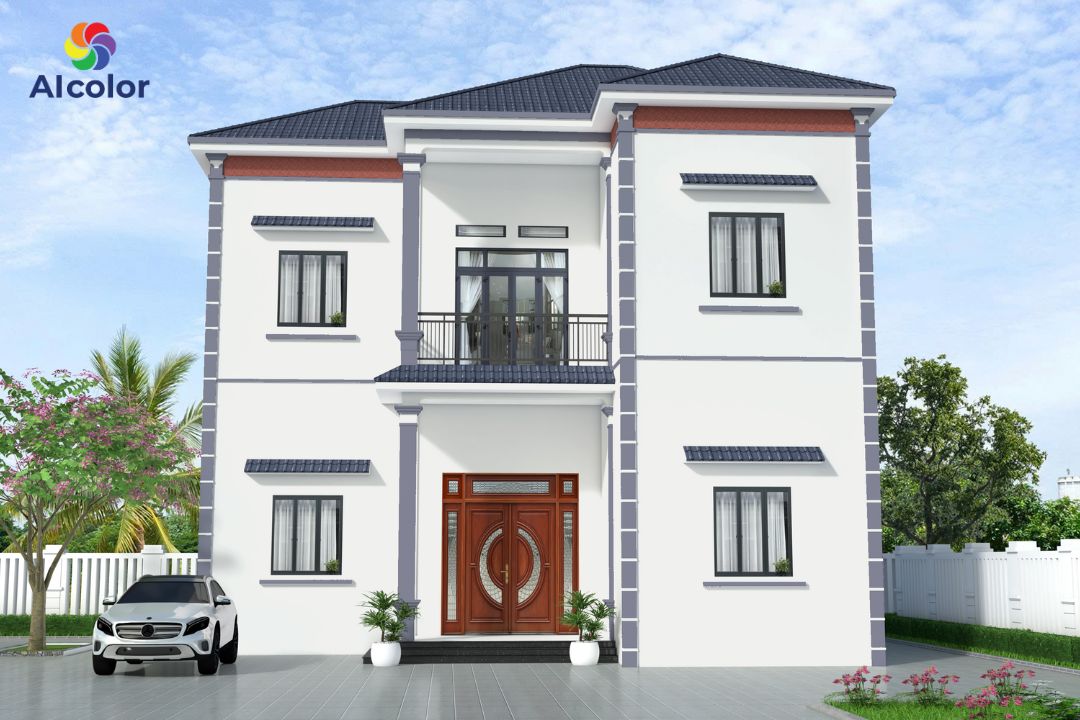 Phối m&agrave;u ngoại thất x&aacute;m ghi bằng c&ocirc;ng cụ AIcolor