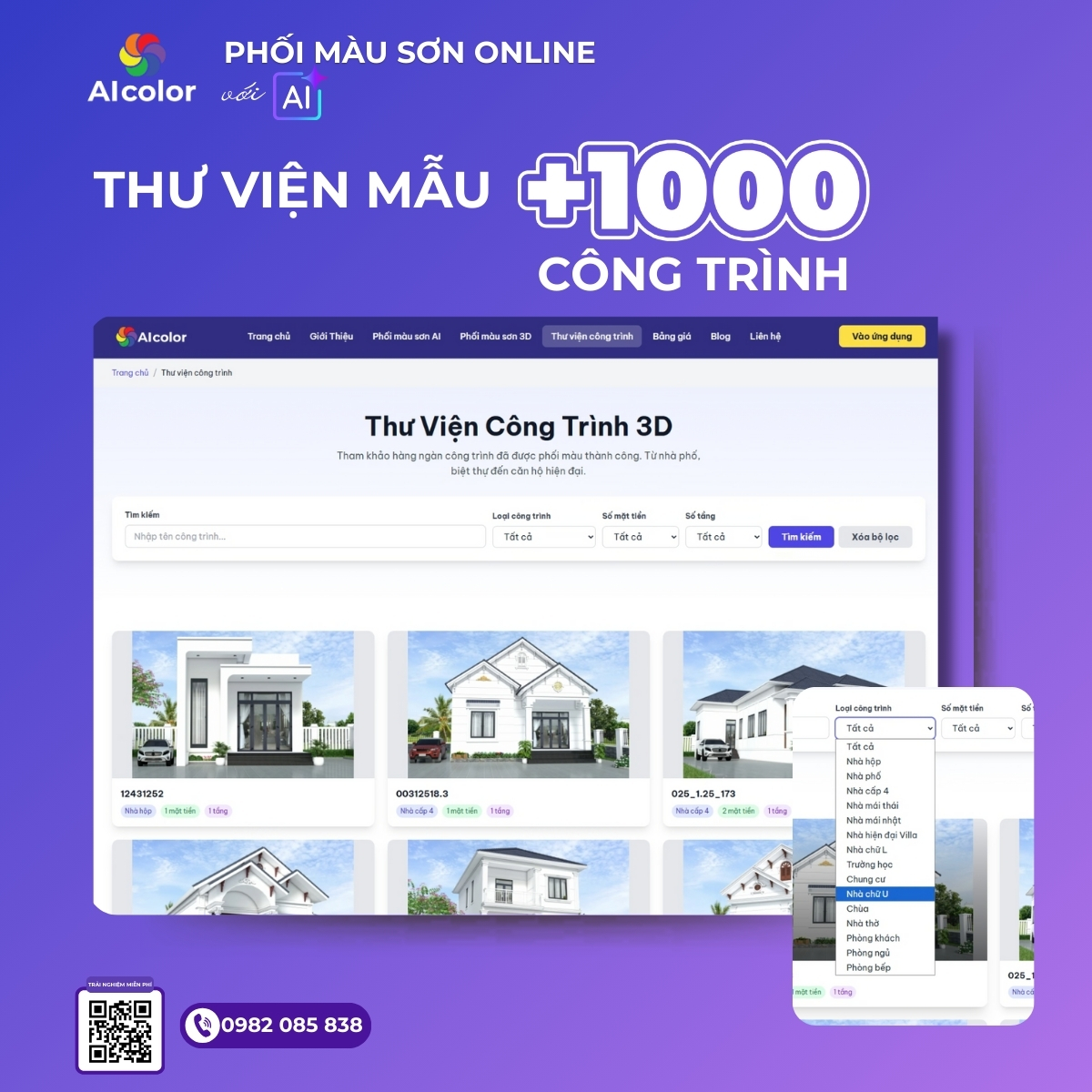 Thư viện mẫu c&ocirc;ng tr&igrave;nh của AIcolor