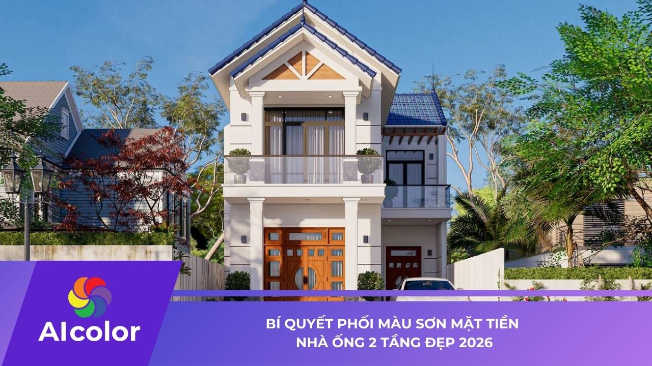 Bí quyết phối màu sơn mặt tiền nhà ống 2 tầng đẹp 2026