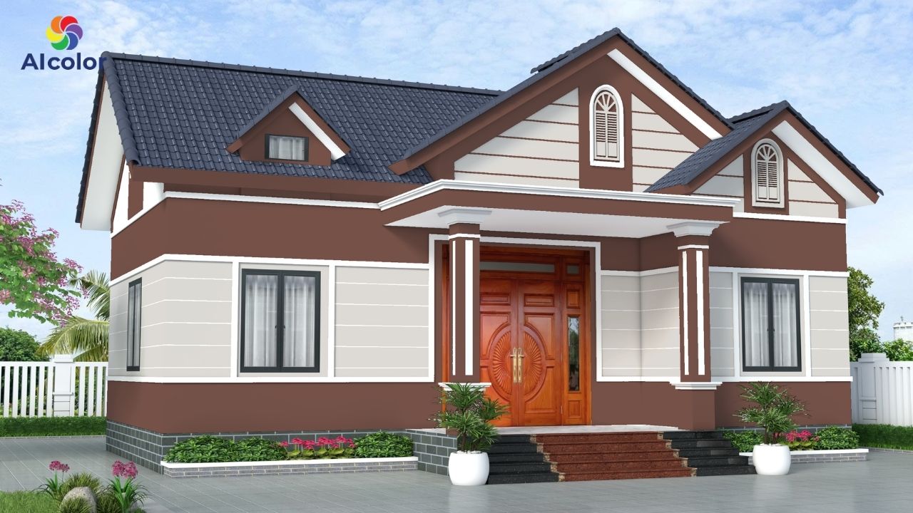 Mặt tiền m&agrave;u socola v&agrave; n&acirc;u gỗ đẳng cấp nhưng vẫn ấm &aacute;p