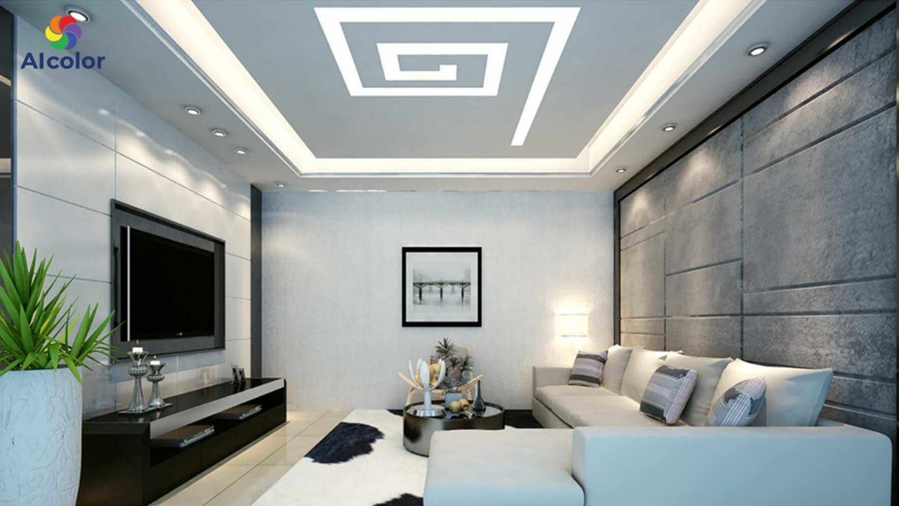 M&agrave;u sơn ph&agrave;o chỉ trần nh&agrave; tr&ugrave;ng với m&agrave;u tường