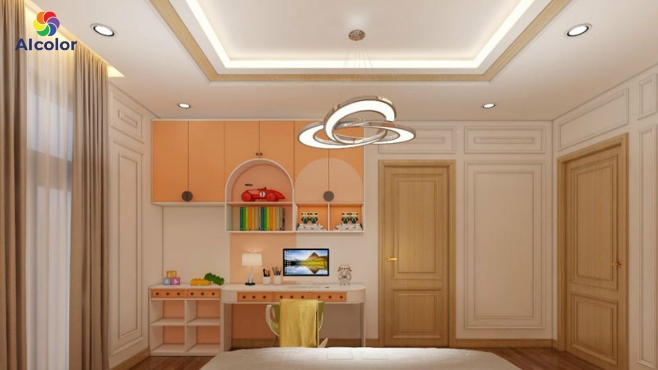 Ph&agrave;o chỉ trần ph&ograve;ng ngủ thường gắn đ&egrave;n LED để dễ đi v&agrave;o giấc ngủ