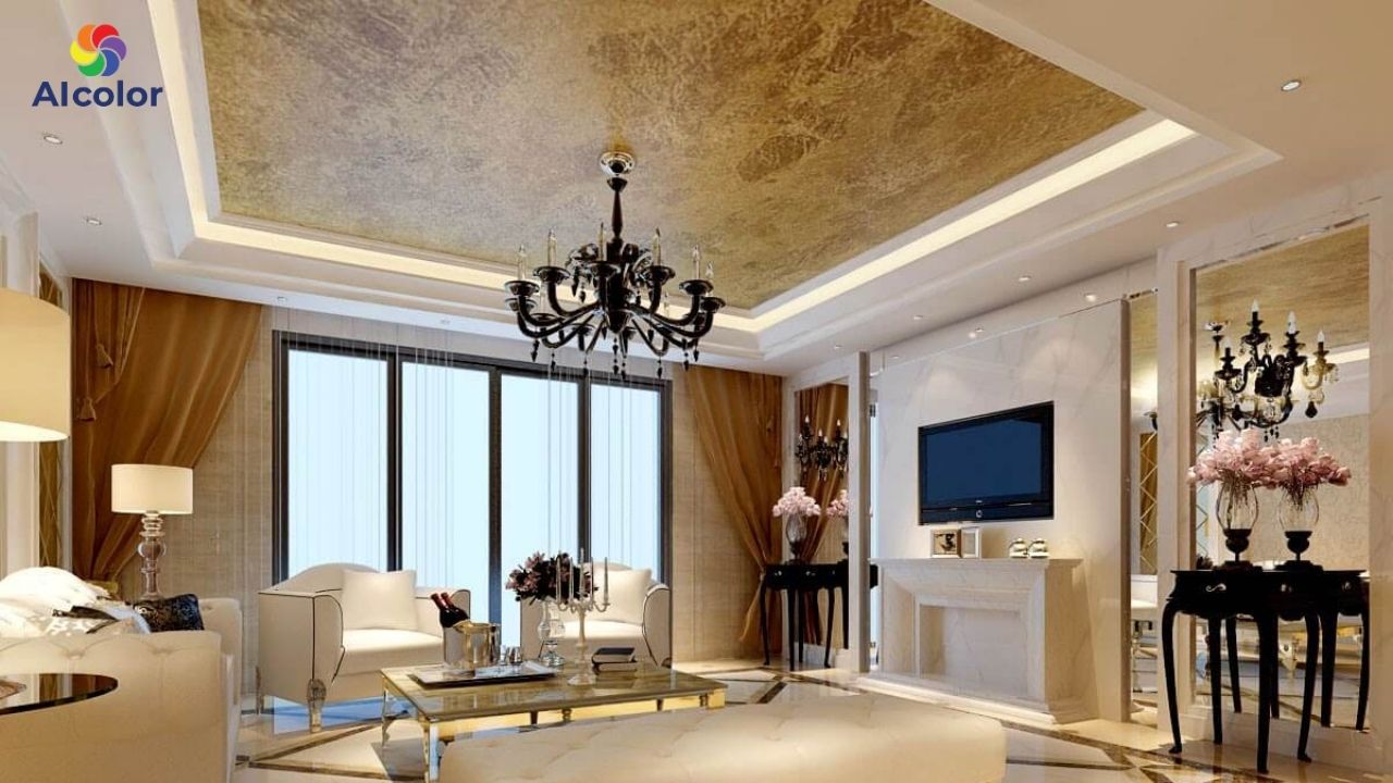 Để tạo điểm nhấn, gia chủ c&oacute; thể sơn tường v&agrave; trần nh&agrave; với m&agrave;u sắc đối lập nhau