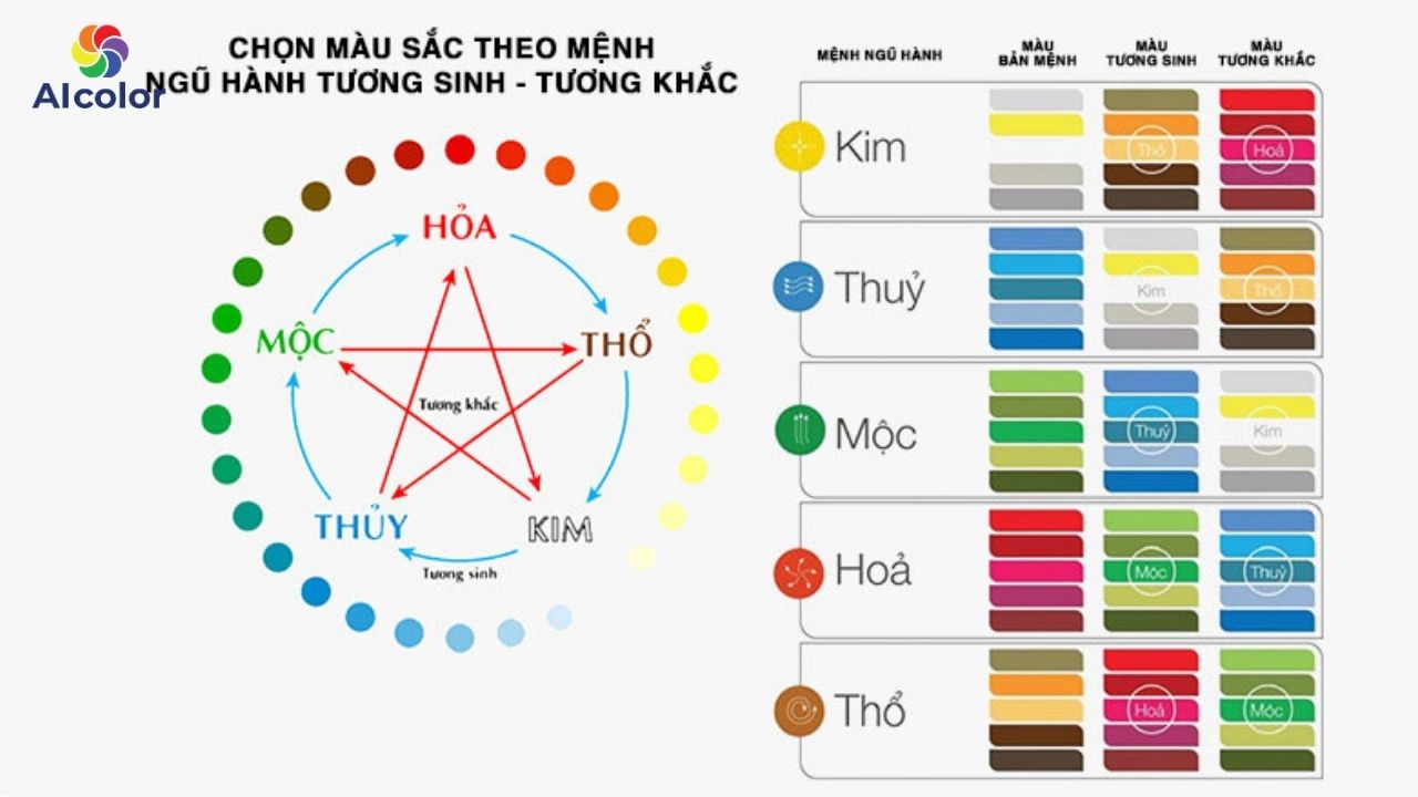 M&agrave;u sơn ph&ugrave; hợp với từng mệnh