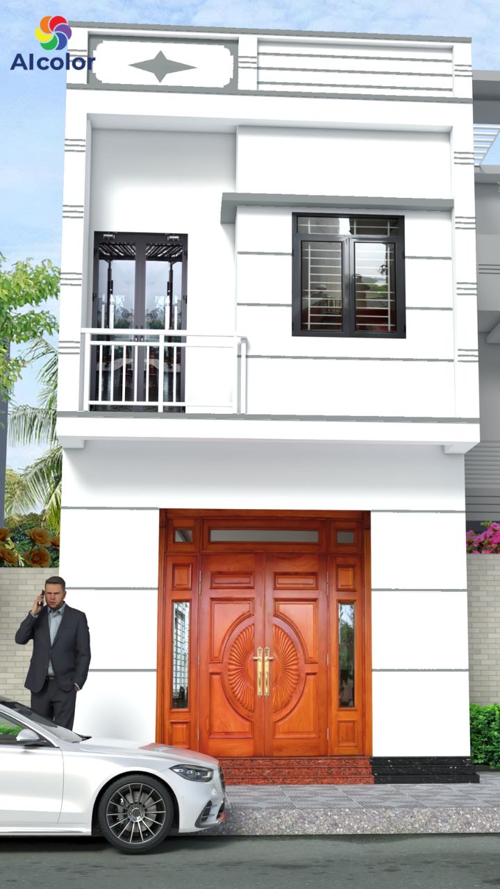 Nh&agrave; mặt phố n&ecirc;n ưu ti&ecirc;n sơn m&agrave;u s&aacute;ng như trắng, x&aacute;m ghi