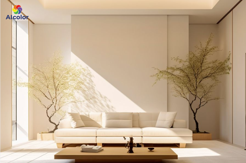 N&acirc;u nhạt v&agrave; v&agrave;ng kem rất ph&ugrave; hợp cho ph&ograve;ng kh&aacute;ch