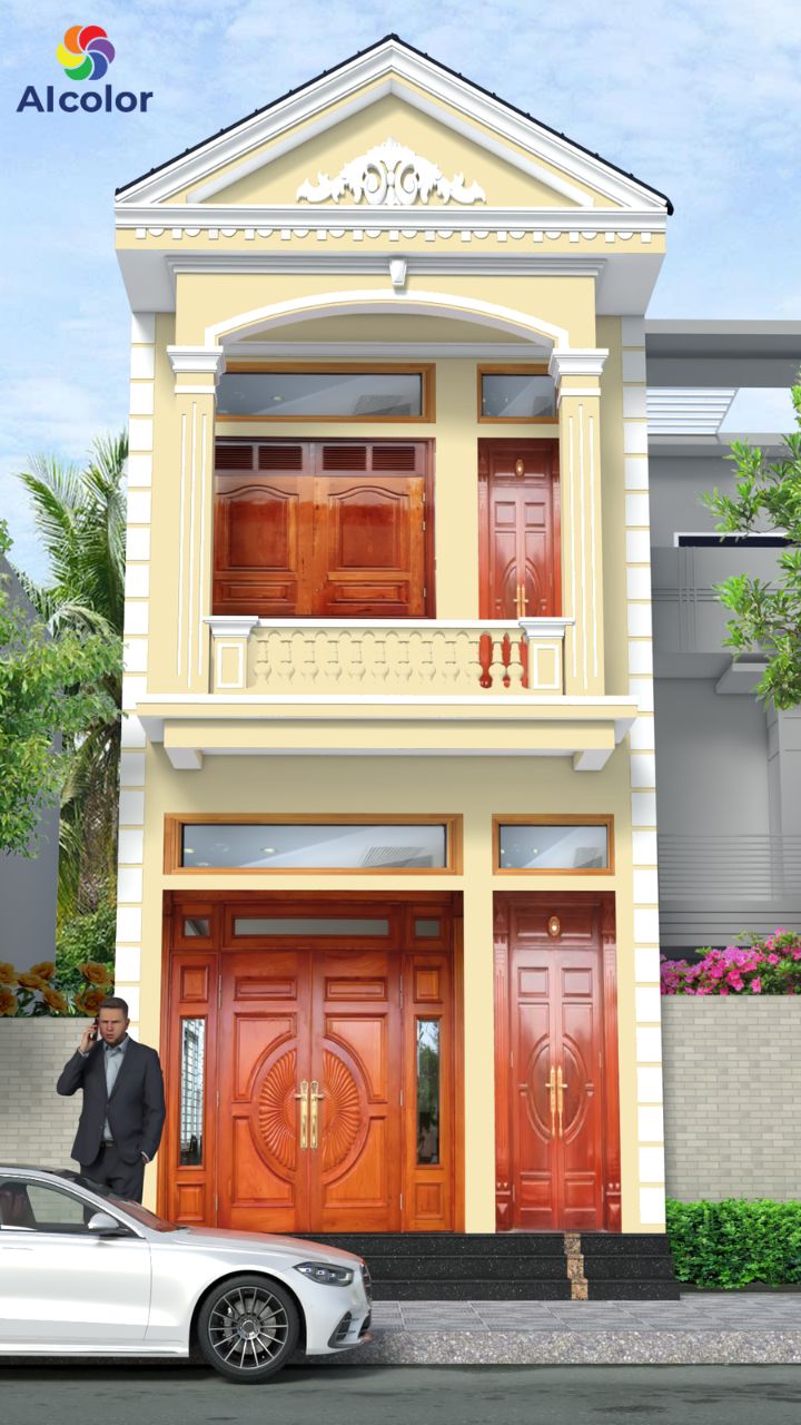 Nh&agrave; ống 2 tầng thường c&oacute; mặt tiền hẹp, n&ecirc;n chọn c&aacute;c gam m&agrave;u s&aacute;ng như trắng, kem, be