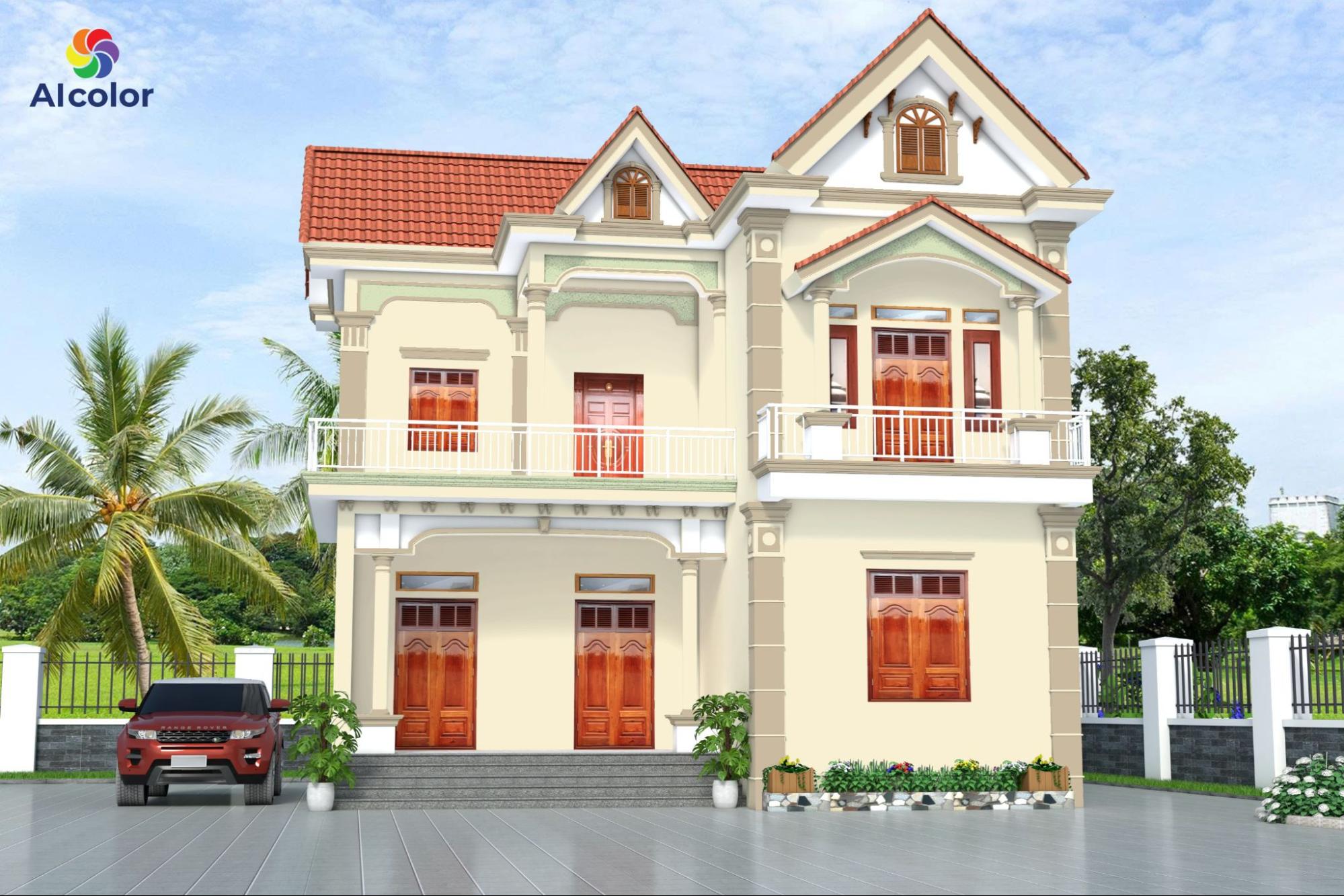 Với nh&agrave; 2 tầng m&aacute;i Nhật n&ecirc;n chọn gam m&agrave;u trung t&iacute;nh như trắng, x&aacute;m, ghi, n&acirc;u nhạt 