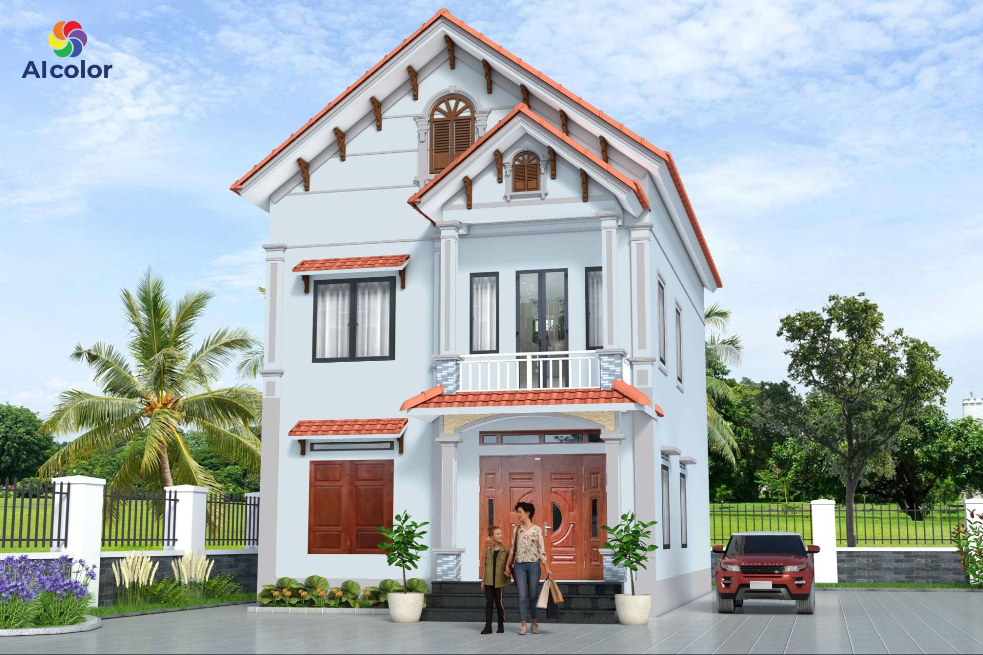 Với nh&agrave; 2 tầng m&aacute;i Nhật n&ecirc;n chọn gam m&agrave;u trung t&iacute;nh như trắng, x&aacute;m, ghi, n&acirc;u nhạt&nbsp;