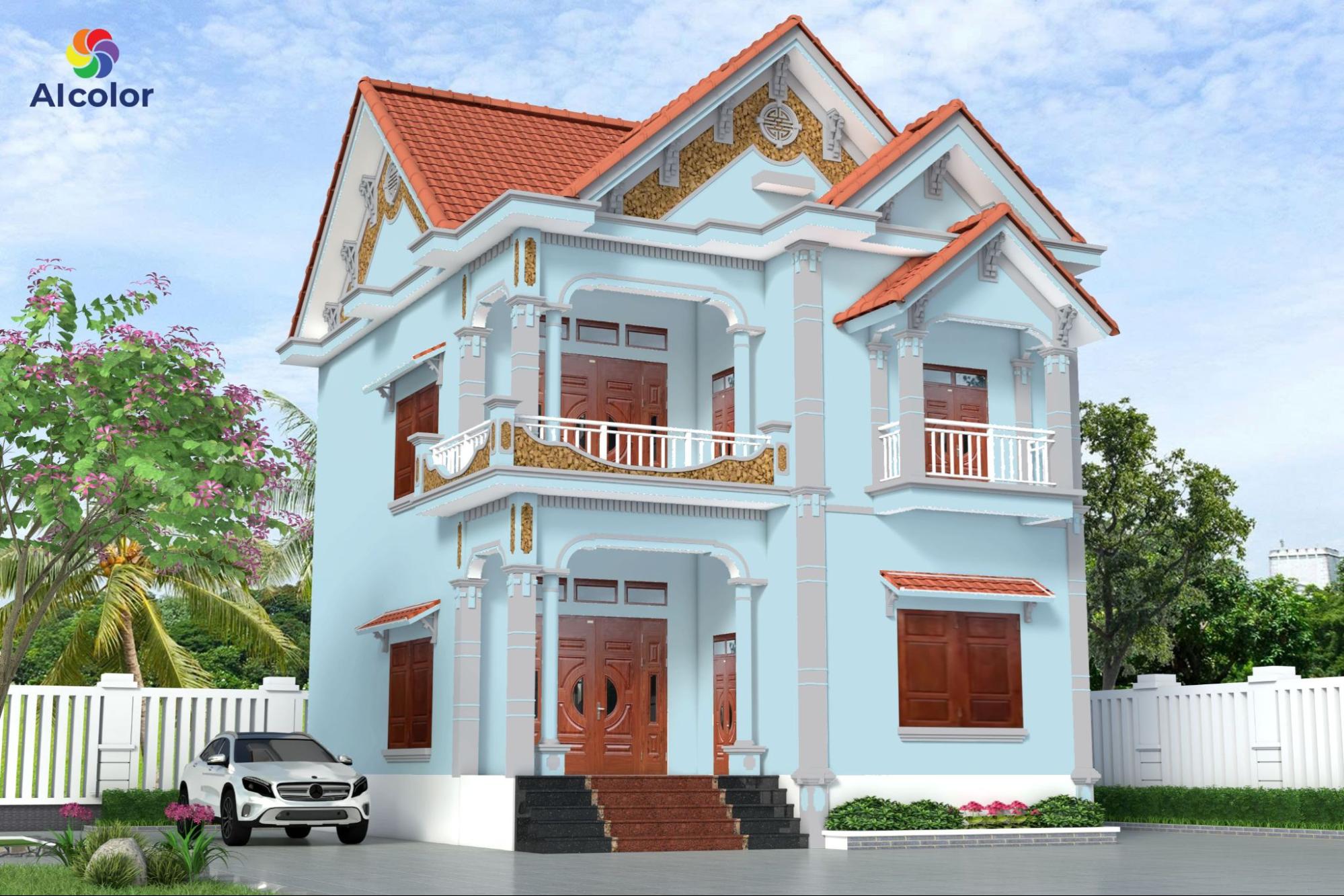 Xanh ghi mang lại sự thanh lịch, c&ograve;n xanh dương tạo điểm nhấn m&aacute;t mắt