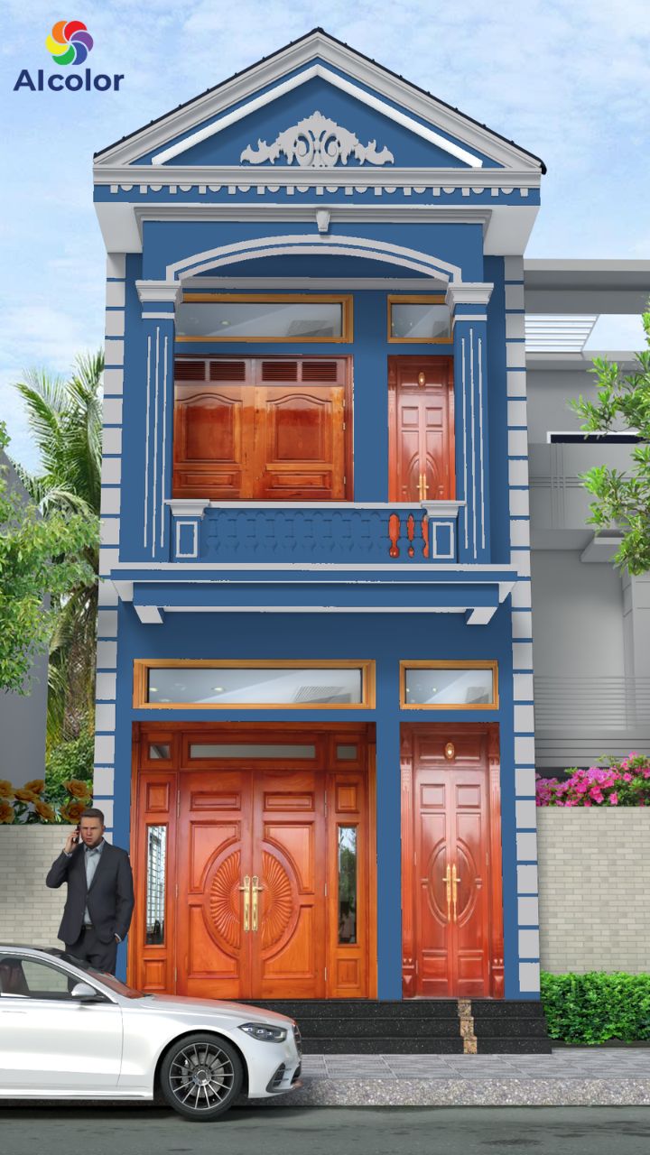 Xanh dương mang đến cảm gi&aacute;c m&aacute;t c&ograve;n x&aacute;m trung t&iacute;nh l&agrave;m điểm nhấn