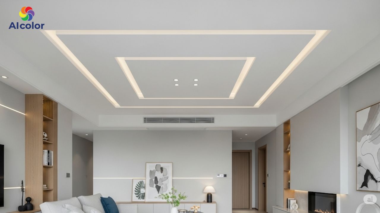 Phong c&aacute;ch hiện đại v&agrave; tối giản ưu ti&ecirc;n sự tinh gọn n&ecirc;n chọn sơn trần thạch cao m&agrave;u trắng