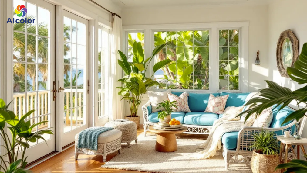 Bộ m&agrave;u Xanh l&aacute; - Trắng - Cam đất mang hơi thở thi&ecirc;n nhi&ecirc;n cho ch&iacute;nh kh&ocirc;ng gian