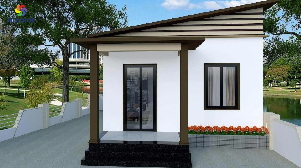 Nh&agrave; ống 1 tầng m&agrave;u đen trắng đơn giản