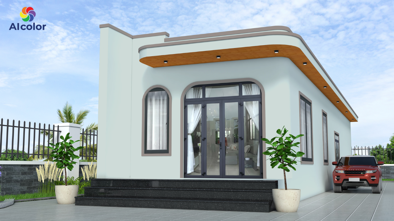 Mẫu phối m&agrave;u nh&agrave; ống 1 tầng tạo bởi AIcolor