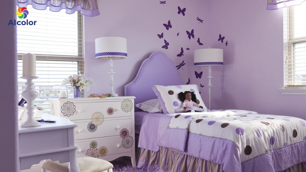 Ph&ograve;ng ngủ m&agrave;u t&iacute;m cho c&aacute;c b&eacute; g&aacute;i