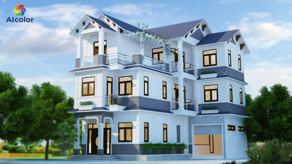 Biệt thự m&agrave;u xanh dương nhạt hợp với c&aacute;c khu nghỉ dưỡng ven biển