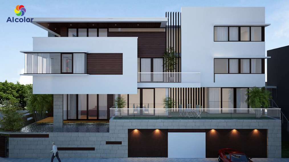 Biệt thự hiện đại thường ưu ti&ecirc;n c&aacute;c gam m&agrave;u trung t&iacute;nh như trắng, x&aacute;m, ghi, be