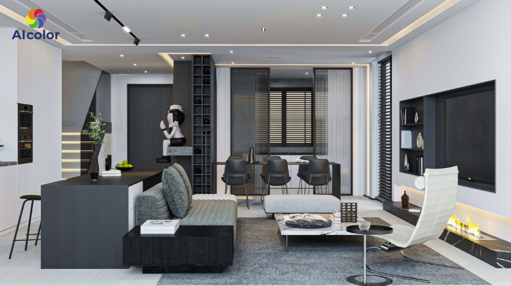 Phong c&aacute;ch hiện đại thường sử dụng c&aacute;c tone m&agrave;u đối lập nhau