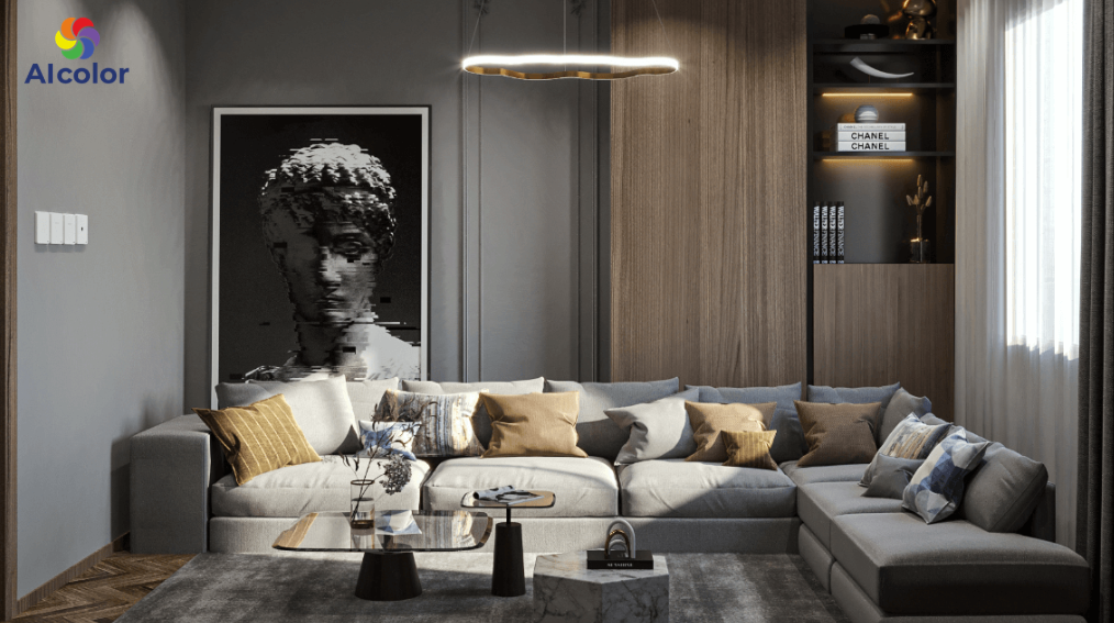 Sơn nh&agrave; phong c&aacute;ch hiện đại tone ghi v&agrave; x&aacute;m