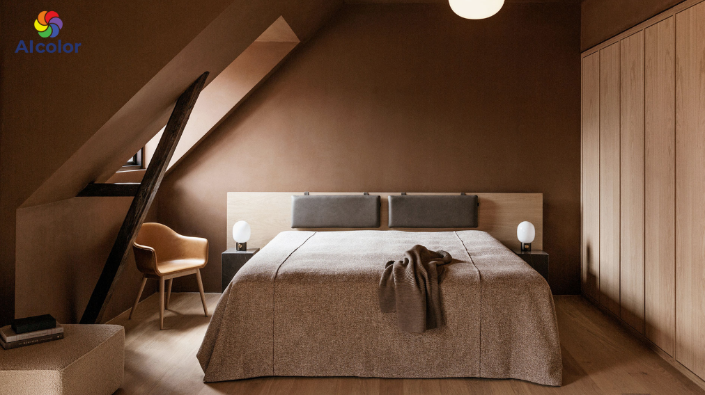 Ph&ograve;ng ngủ m&agrave;u N&acirc;u ph&ugrave; hợp với người mệnh Thổ