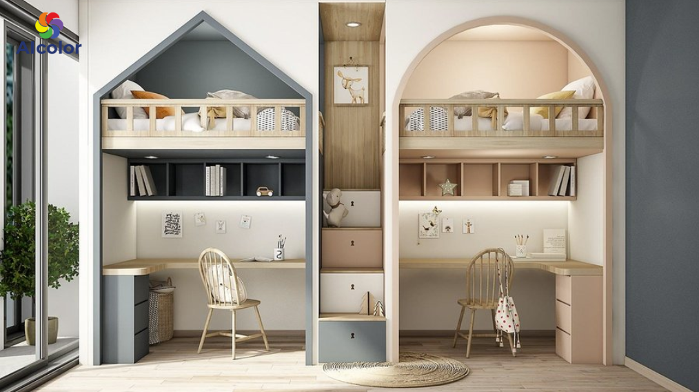 Ph&ograve;ng ngủ cho trẻ em n&ecirc;n chọn m&agrave;u tươi s&aacute;ng