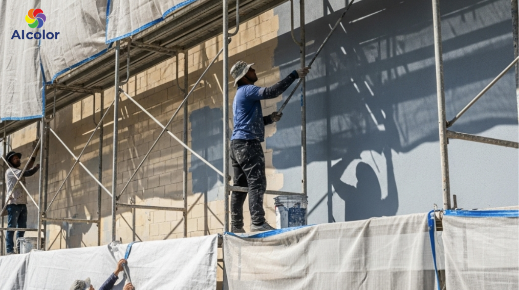 Sơn nh&agrave; trời nắng gi&uacute;p sơn khi nhanh, tiết kiệm sơn v&agrave; c&ocirc;ng sức