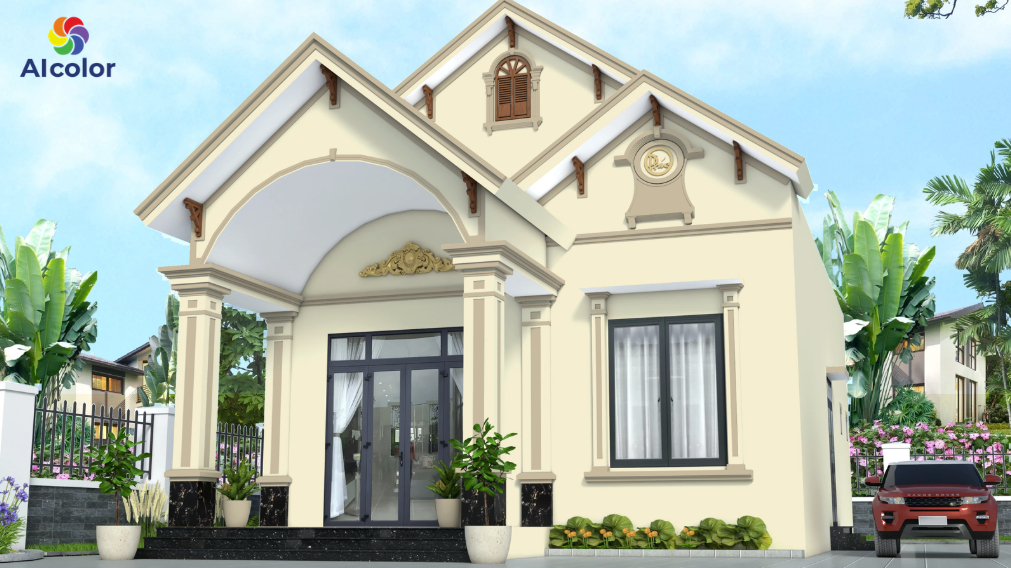 Sơn nh&agrave; b&ecirc;n ngo&agrave;i m&agrave;u n&acirc;u đất - v&agrave;ng đất thể hiện sự ổn định