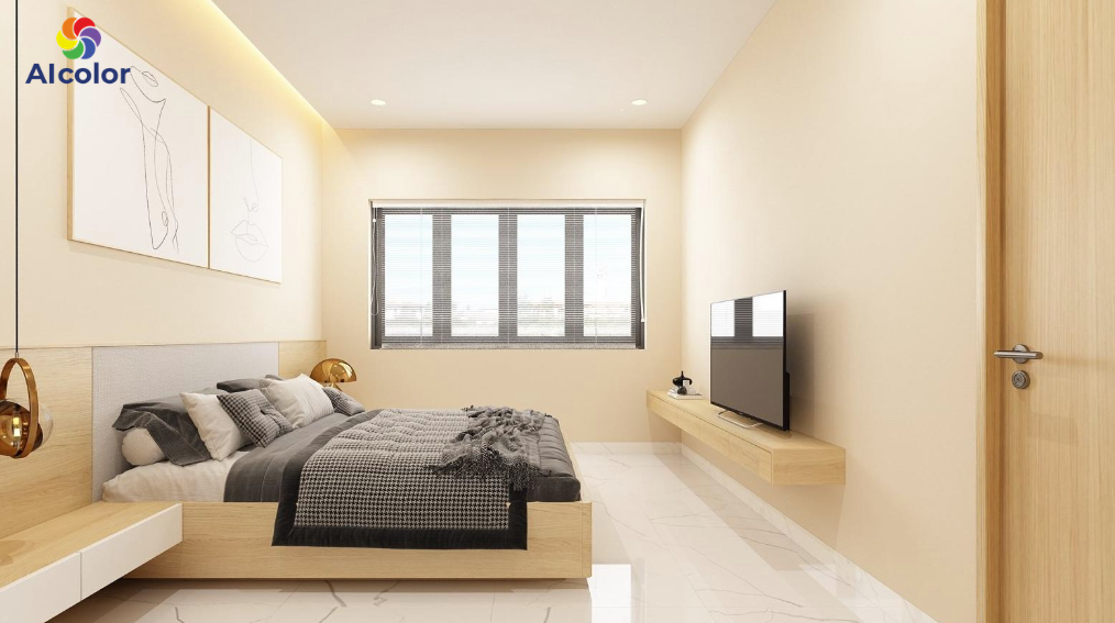 Ph&ograve;ng ngủ m&agrave;u v&agrave;ng kem nhẹ nh&agrave;ng, thư gi&atilde;n