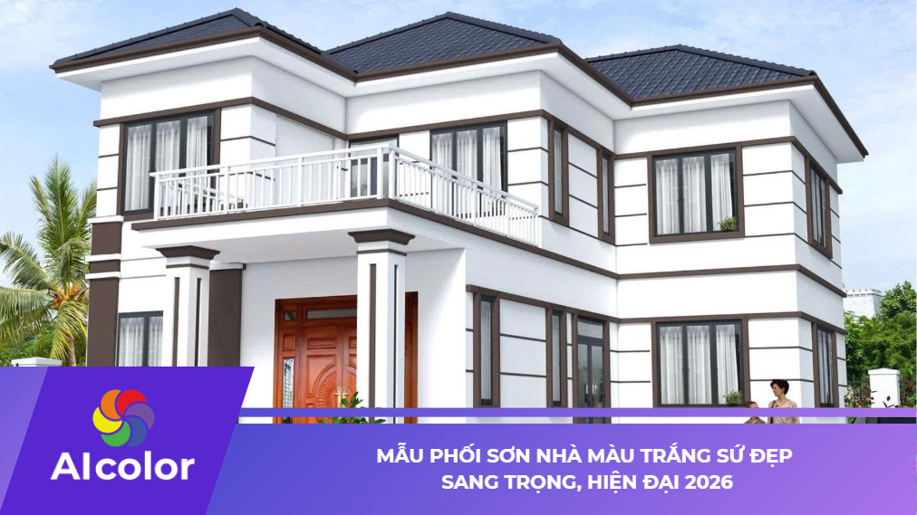 Mẫu phối sơn nhà màu trắng sứ đẹp sang trọng, hiện đại 2026
