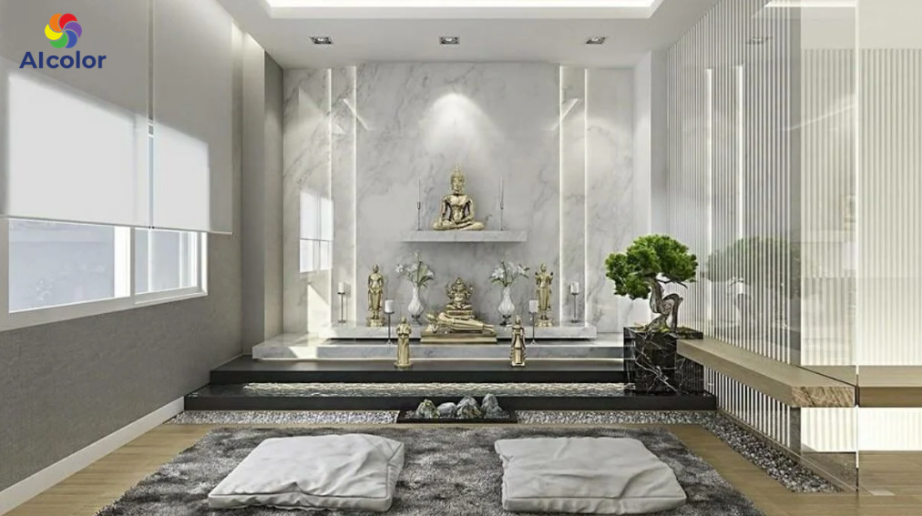 Sơn ph&ograve;ng thờ m&agrave;u trắng ph&ugrave; hợp với người mệnh Kim