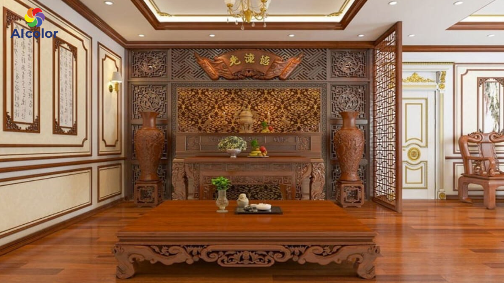 Người mệnh Hỏa c&oacute; thể chọn t&ocirc;ng m&agrave;u đỏ cho ph&ograve;ng thờ