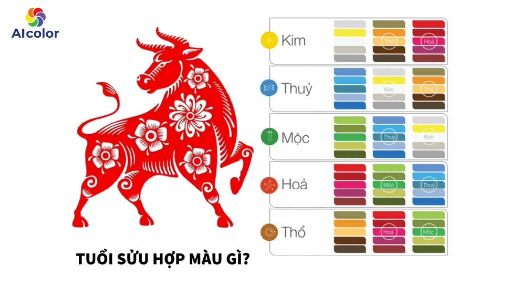 M&agrave;u sắc tương sinh, tương hợp v&agrave; tương khắc với tuổi Sửu