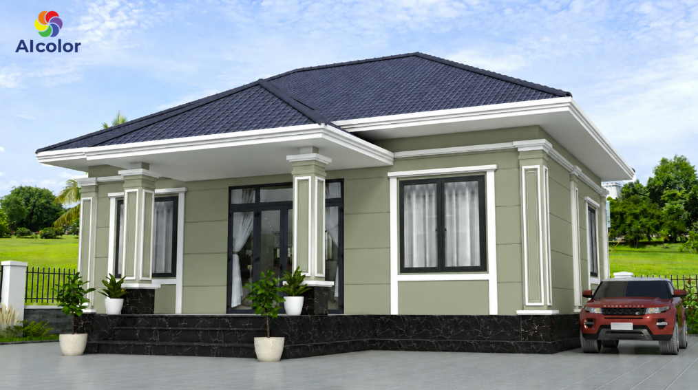 Mẫu phối sơn nh&agrave; m&agrave;u xanh Sage
