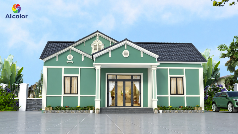 Sơn nh&agrave; m&agrave;u xanh ngọc b&iacute;ch