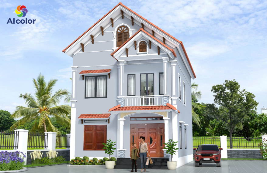 Nh&agrave; m&aacute;i Th&aacute;i với m&agrave;u x&aacute;m nhạt kết hợp trắng sự