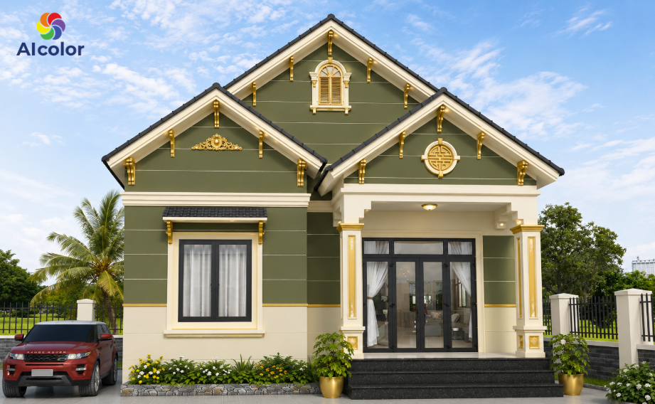 Xanh r&ecirc;u phối c&ugrave;ng V&agrave;ng Gold