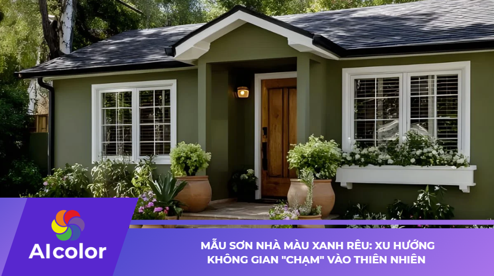 Mẫu sơn nhà màu xanh rêu xu hướng "chạm" vào thiên nhiên