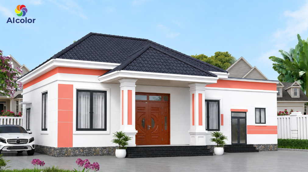 Sơn nh&agrave; m&agrave;u hồng cam c&aacute; t&iacute;nh, hiện đại