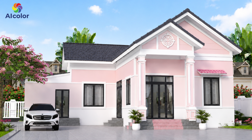 Sơn nh&agrave; m&agrave;u hồng nhạt v&agrave; hồng pastel tươi trẻ