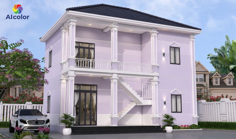 Mẫu sơn nh&agrave; m&aacute;i Nhật m&agrave;u t&iacute;m nhạt
