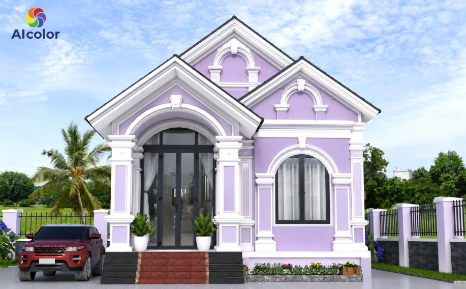 Mẫu sơn nh&agrave; t&iacute;m hoa c&agrave;