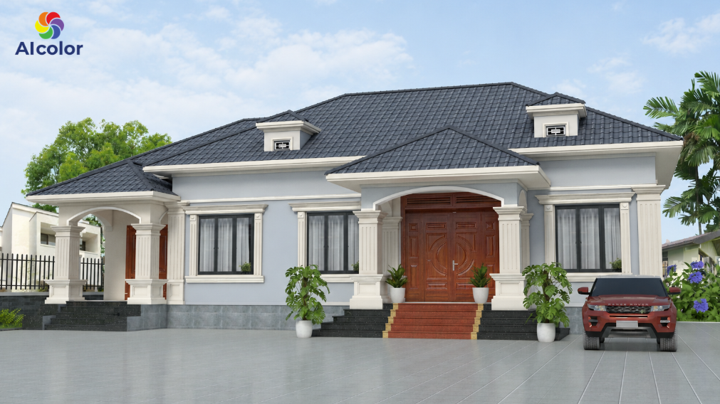 Kết hợp sơn nh&agrave; m&agrave;u ghi xanh c&ugrave;ng Trắng sữa hoặc Kem Beige
