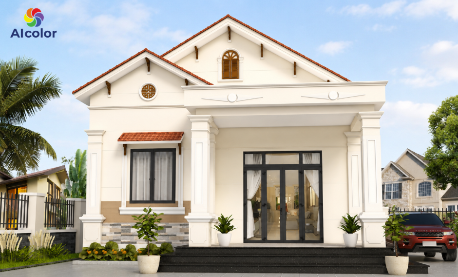 Sơn m&agrave;u trắng kem tối giản