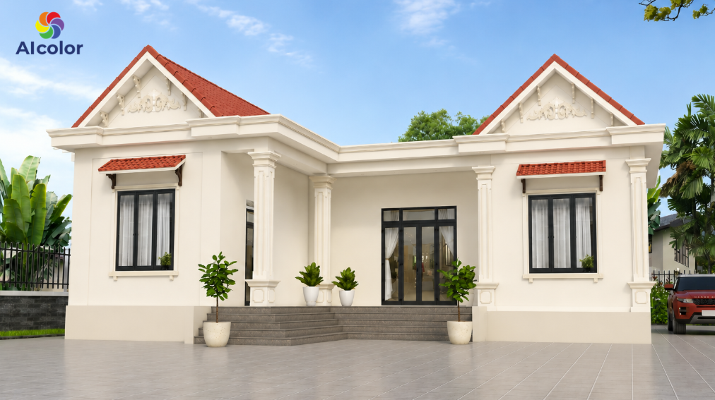 Sơn m&agrave;u trắng kem tối giản