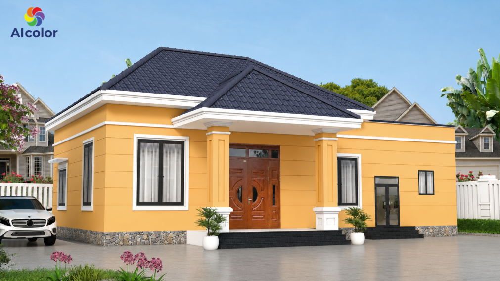 Mẫu sơn nh&agrave; m&agrave;u v&agrave;ng cam tươi tắn
