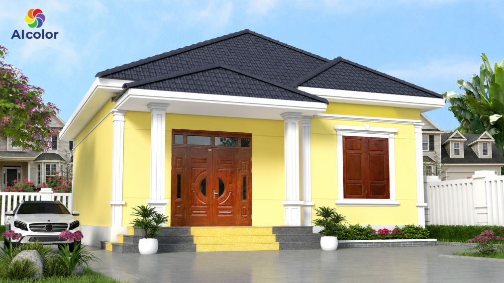 Mẫu sơn nh&agrave; m&agrave;u v&agrave;ng chanh rực rỡ