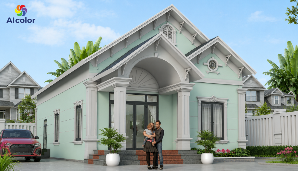 Xanh ngọc khi đi c&ugrave;ng x&aacute;m nhạt tạo n&ecirc;n sự hiện đại, nhẹ nh&agrave;ng v&agrave; c&oacute; chiều s&acirc;u