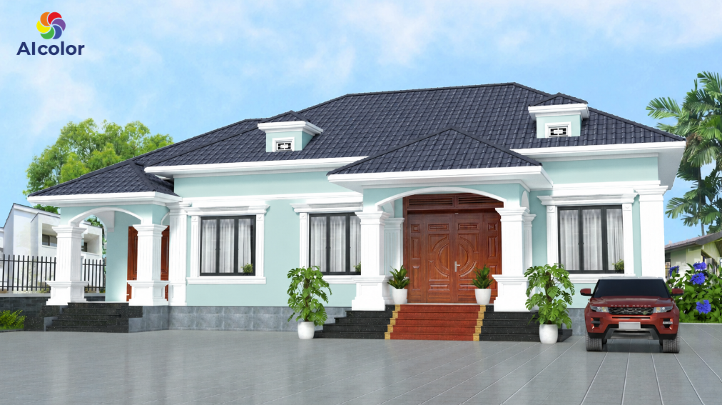 Xanh ngọc v&agrave; trắng mang lại kh&ocirc;ng gian đậm chất Địa Trung Hải