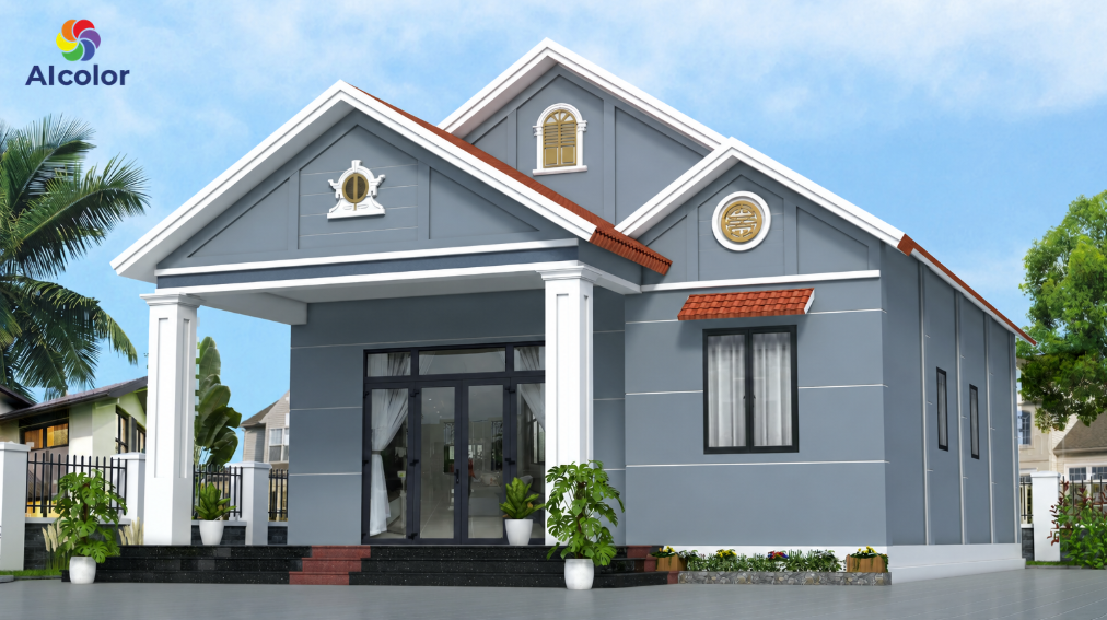 Sơn nh&agrave; m&agrave;u x&aacute;m xanh đậm c&aacute; t&iacute;nh, mạnh mẽ